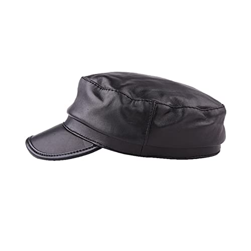 Solid Black Hats For Women Berets Genuine Leather Casual Newsboy Caps Men S-Pring Baker Boy Cap Male Flat Hats (Color : Black, Hat Size : L (55-56 Cm)) #TOP1