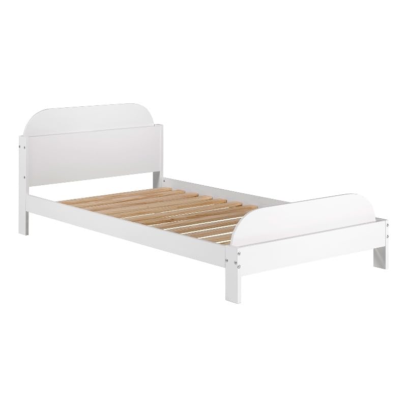 Pemberly Row Contemporary Classic Solid Wood Twin Bookcase Bed in White