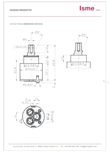 Schläfer 480019 | Mischbatteriekartusche 35mm Keramik Ersatzkartusche für Einhebelmischer niedrig mit 2 Füßen
