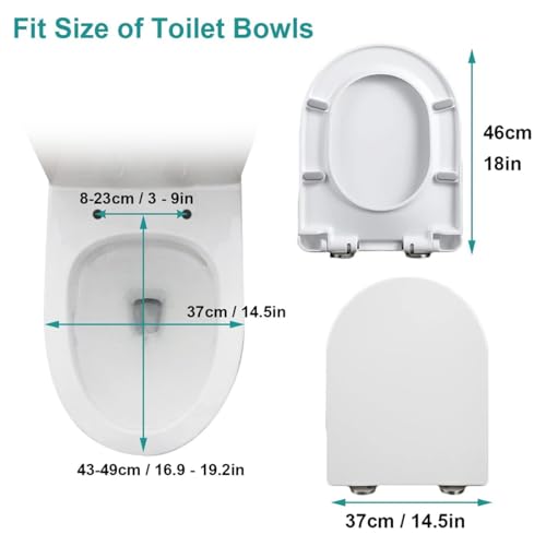 Couvercle WC en PP durable de forme U avec charnières réglables - 3