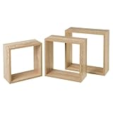 CASASELECCION - Set de 3 Estantes de Pared Cuadrados Roble Claro de 30x30, 27x27...