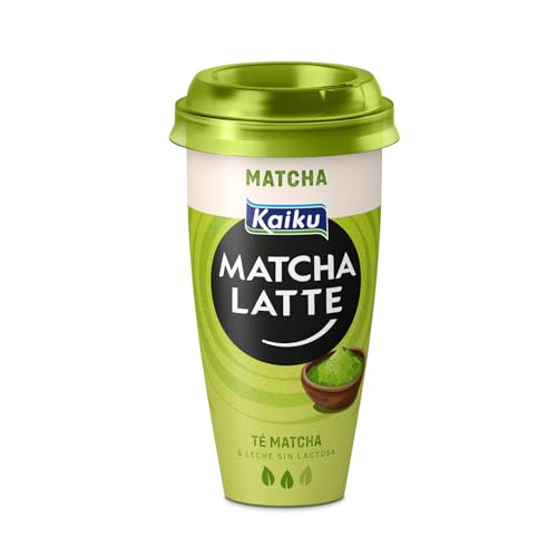 KAIKU MATCHA LATTE - Té Matcha 230 ml, Bebida de Té Verde con Leche Cremosa sin Lactosa, Listo para Tomar, Formato Mediano, Bajo en Calorías, sin Gluten, Snack Saludable