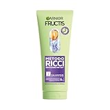 Garnier Fructis Shampoo Idratante, Per Capelli Ricci, Capelli Ricci Definiti e Idratati, Arricchito con Acido Ialuronico e Burro di Karité, Metodo Ricci, 200 ml