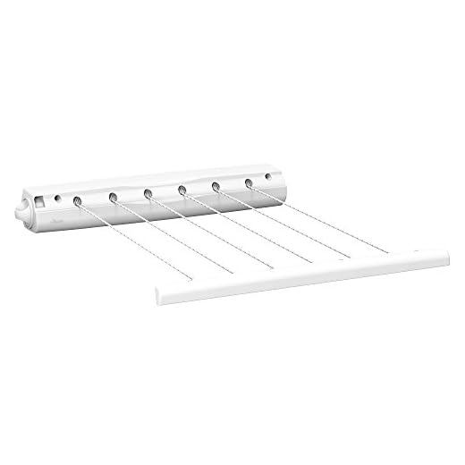 Vileda 159762 Rewind, utdragbar, 6 tvättlinor, plast, vit, 6,5 x 7 x 44 cm