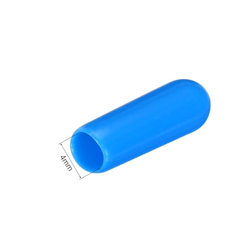Image of MECCANIXITY 200pcs 4mm Rubber End Caps Cover PVC Vinyl Screw Thread Protector Round Wire Shelf Caps for Screw Bolt Pipe Fence Post, Light Blue