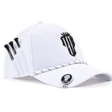 Golf Hats Men – Breathable Golf Caps for Men with Tee Holder & Clip-On Magnetic Ball Marker, Lightweight Adjustable Rope Mens Cap, Hook and Loop Style Hats, Moisture-Wicking Golfing Gear - White