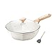 Wok Antiadherente, Wok Antiadherente Piedra Maifan, Hogar De Fondo Plano Wok Wok Octogonal Para Cocinar, Hervir, Saltear (Color : White, Tamaño : 34cm)