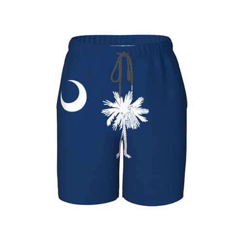 South Carolina Flag Youth Beach Pants, Soft and Breathable, with Drawstring Waist, Suitable for Sports and Leisure.