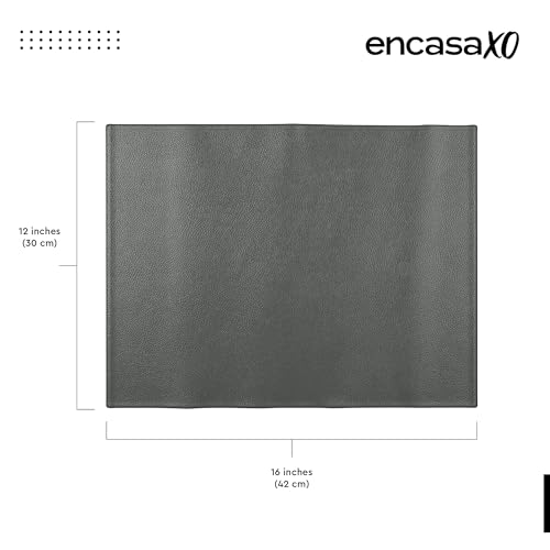 Image of Encasa XO Leather Dining Table Mats Set of 6 | Water Repellent & Heat Resistant Dining Table Mats | Washable & Easy to Clean Placemats for Kitchen Decor - 42x30 cm (Grey)