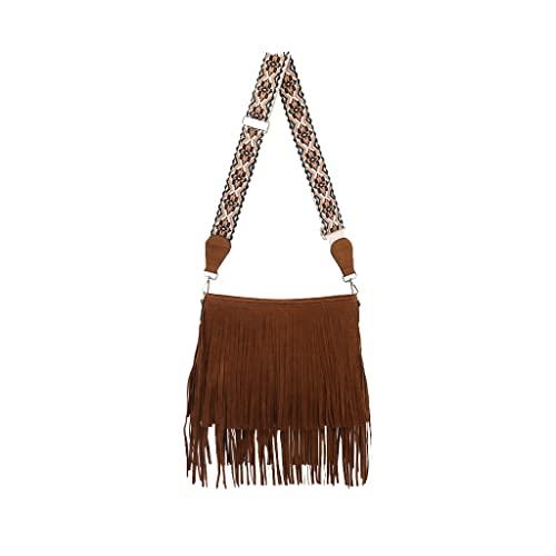 JEN & CO. Sadie Suede Fringe Crossbody Bag with Guitar Strap (M2045)