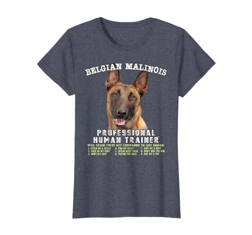 Belgian Malinois Dog Professional Human Trainer T-Shirt, Women, Heather Blue, Large