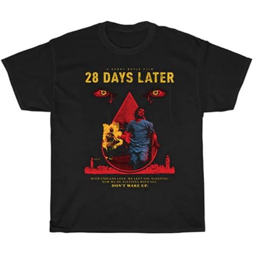 KAZHILAN 28 Days Later Movie Retro T-Shirt Cotton Enough Black XXL