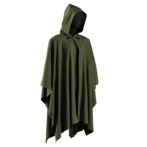 HiiFeuer Medieval Corduroy Hooded Cloak with Adjustable Brooch, Fantasy Poncho Renaissance Costume Cape Ren Faire Cosplay4