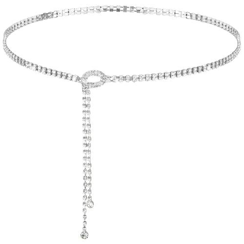 Waist Chain Belts for Women, Silver Belly Chains Adjustable, Plus Size Western Belts Cowgirl Dress Party Wedding