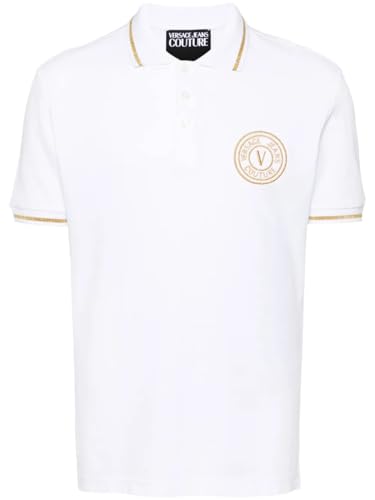 Versace Jeans Couture White Cotton Polo Shirt with Crest-XXXL
