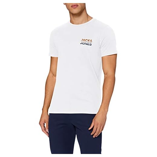Jack & Jones JJJACK tee SS Crew Neck Camiseta, Blanco, XL para Hombre