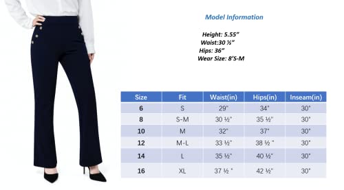 Jenna Rose Women's Scuba Crepe High Waistband Functional Pockets Flare Pant (As1, Numeric, Numeric_14, Regular, Regular, Dark Navy) #TOP5