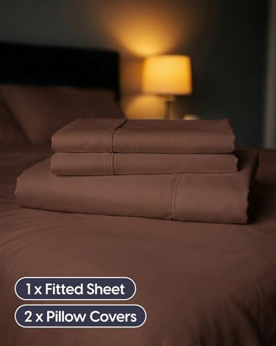 Image of Sleepy Town Cal King Size Bed Sheets - 3 Piece - NO Flat Sheet Included - California King Sheet Set - Soft, Comfy & Cooling - Easy Care - Wrinkle & Fade Free - Brushed Microfiber Bed Sheets (Brown)