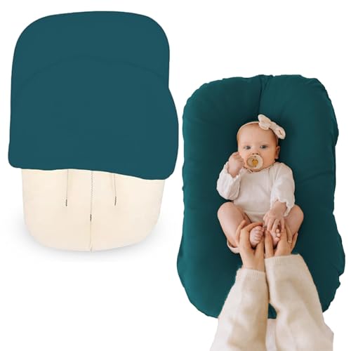 Image of Max&So Baby Lounger Cover Compatible with Snuggle Me – 100% Cotton Slipcover – Soft, Breathable & Skin-Friendly – Newborn Lounger Cover, Jade – Cover Only