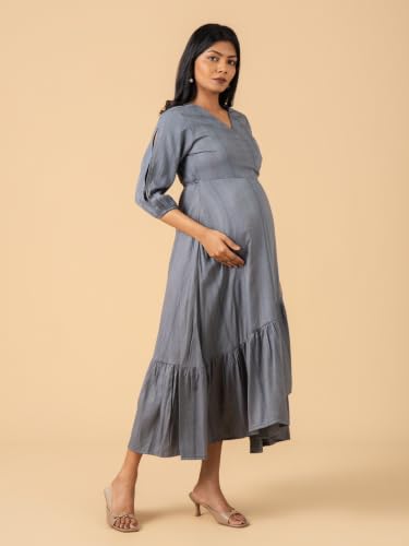 Image of The Mom Store Maternity and Nursing Wrap Dress for New Mom | Pre and Post Pregnancy Wear for Womens | Trendy Stylish Printed Friendly Dresses for Women | Comfortable