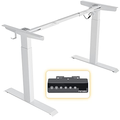 FEZIBO Height Adjustable Standing Desk Frame, Electric Standing Desk Legs for 43.4 inches to 62.9 Inches Desk Tops, Sturdy Stand up Desk Base for Workstationï¼ŒWhite (Frame Only)