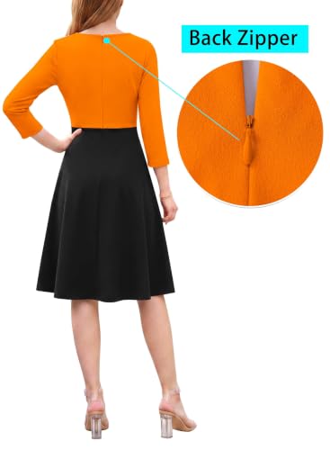 Image of VFSHOW Womens Front Zipper Work Business Casual Office Church A Line Dress