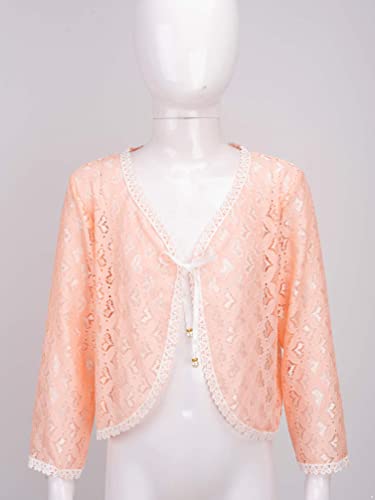 Jhaoyu Girls Long Sleeve Lace Floral Bolero Shrug Wedding Flower Girls Dress Cover Up Cardigan3