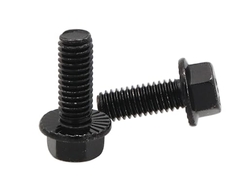 Image of LBY 10pcs Hex Flange Bolt, 3 /8-16 x 1'' (Fully Threaded) Flanged Hex Head Bolts, Flange Hexagon Screws, 304 Stainless Steel, Galvanized (Black)