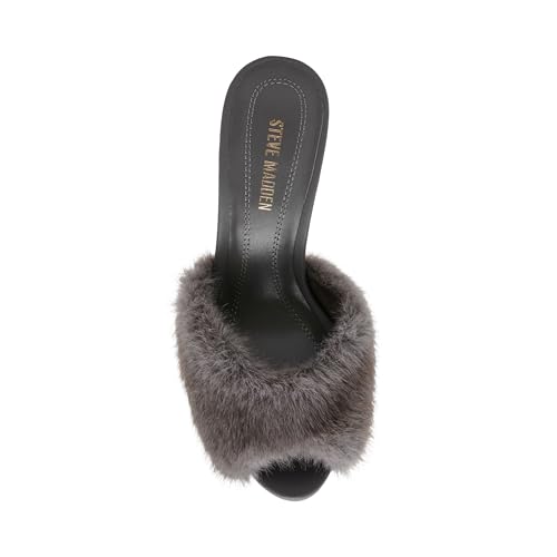 Steve Madden Women's Priya Fur, Grey, 6