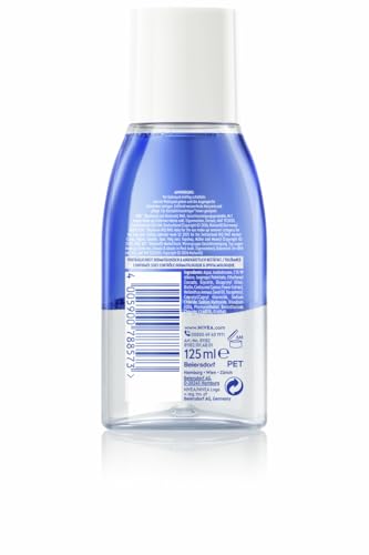 NIVEA Augen Make-Up Entferner Double Effect, Abschminkwasser für die sensible Augenpartie, Gesichtsreiniger entfernt extrem wasserfeste Mascara (125 ml)