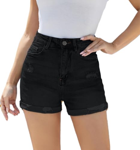 Image of PENTOO Women's Relaxed Fit Mid Rise Regular Length Denim Shorts