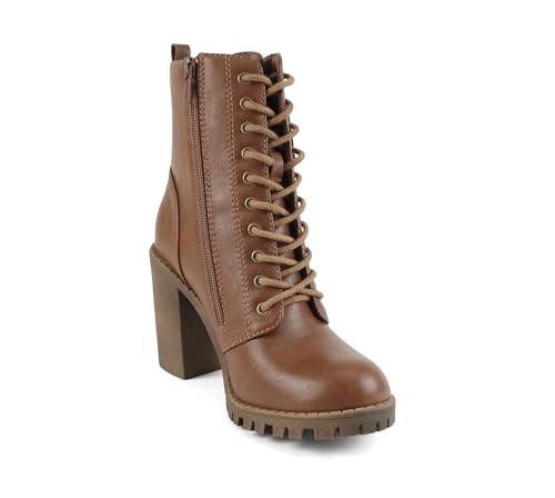Image of Soda Women's Malia Faux Lace Up Chunky Lug Sole Combat Boot