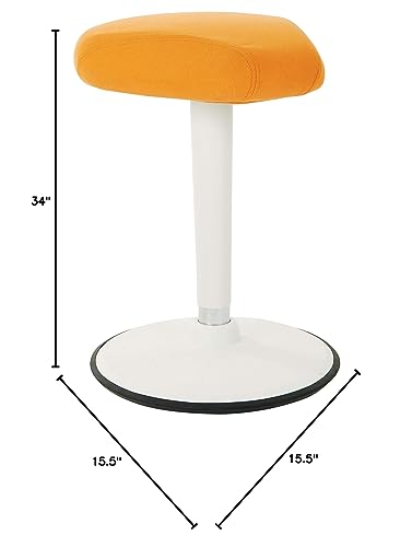 Image of Office Star Active Seating Adjustable 24-34 Inch Height and 360-Degree Wobble Design Perch Seat with Non-Slip Base, Orange