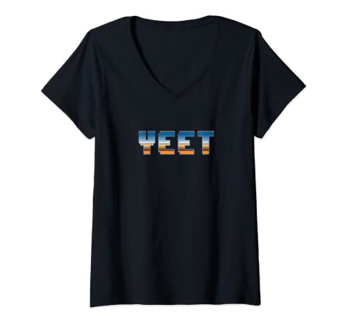 Mujer Vintage Yeet Retro Yeet 8 Bit Yeeet Camiseta Cuello V