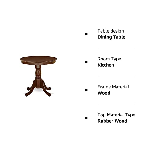 East West Furniture Emt-Mah-Tp Edan Dining Table Made Of Rubber Wood, 30 Inch Round, Mahogany Finish, 30X30 Inch #TOP3