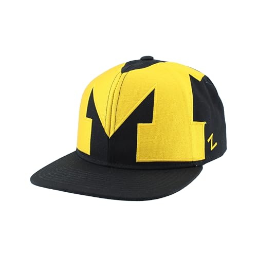 Michigan Wolverines NCAA Officially Licensed Adjustable Snapback Hat Flat Bill Z11 Retro Over The Top Black
