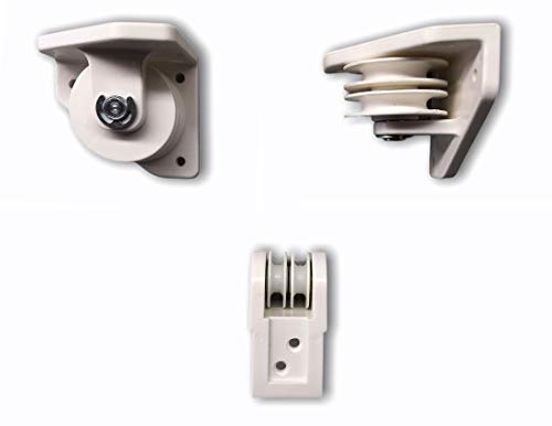 Teletoldo Kit de Poleas para Pérgola Corredera Color Blanco | 3 Poleas (2 Centrales + 1 Lateral) | Nylon Silencioso + Pasador Metálico | para Cuerda Ø5-6 mm | hasta 7x7 m