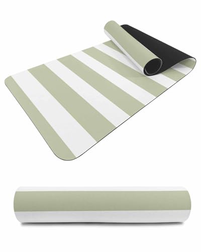 Debedcor Heat Proof Table Pads Waterproof Decorative, Sage Green Striped Non-Slip Table Countertop Protector, Farmhouse Modern Green Stripes Insulation Mat for Kitchen Room, 40 x 12 Inches