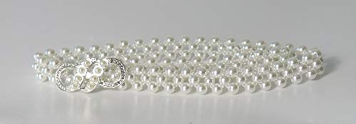 Women Stretch Pearl Belt,Rhinestones Interlocking Buckle Dress Elastic Waist Belts for Party Dress and Wedding Dresses Sash3
