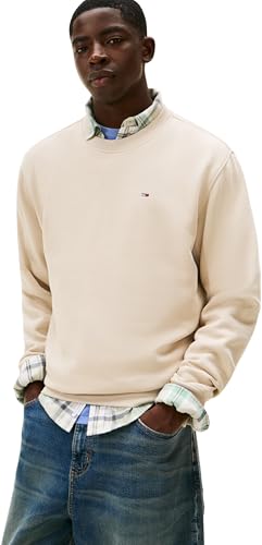 Tommy Jeans TJM Reg S Flag Crew Ext Dm0dm20741 Sweat-Shirt pour Homme, Beige (Sable du golfe), XL