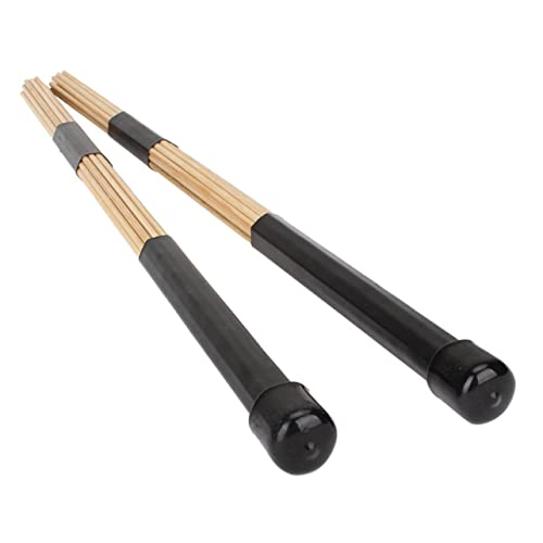 Baquetas para batería BESPORTBLE, cepillos de jazz y folk, diseño ligero y duradero, par de 40 cm, bambú, negro miniatura 1