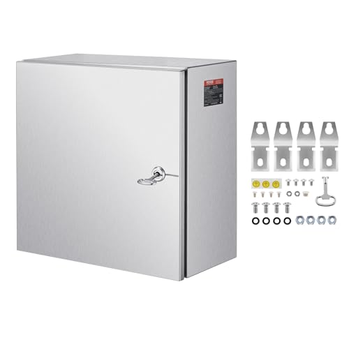 Steel Electrical Box 12" x 12" x 8" Electrical Enclosure Box 304 Stainless Steel Electronic Equipment Enclosure Box IP65 Weatherproof Wall-Mounted Metal Electrical Enclosure with Mounting Plate