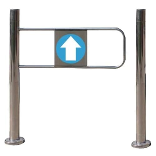 Puerta oscilante de acero inoxidable de una sola acción con cierre automático, portal de seguridad para tienda barrera metálica (izquierda 80 × 97 cm)