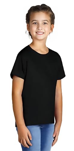 Image of ORATEES Premium Biowash Cotton T-Shirt for Girls | Anti-Pilling & Breathable Kids Wear | Regular Fit | Half Sleeve | Round Neck | White | Pack of 1