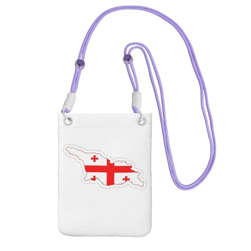 Flag Map of Georgia Print Small Crossbody Shoulder Bag, Cell Phone Bag Wallet Purses with Adjustable Strap for Women, Purple, One Size