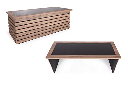 Casa-Mare-87-Wood-Office-Furniture-Set-of-4pcs-Executive-Desk-wLeather-Pad-Large-Storage-Cabinet-wChrome-Handles-Legs-Modern-File-Cabinet-Coffee-Table-Sturdy-Farmhouse-Home-Workstation