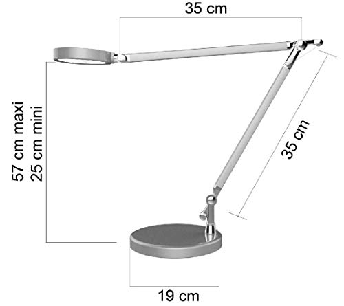 Unilux LED Schreibtischlampe Senza, dimmbar, silbergrau, 53 x 21 x 9 cm – Bild 5