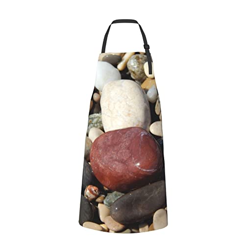 Sea Pebble Rocks Stones Printed Aprons With 2 Pockets Waterproof Durable Adjustable Bib Apron Unisex Apron For Cooking Baking Painting #TOP15