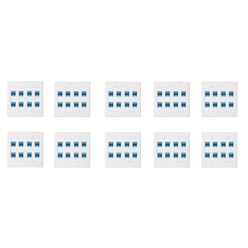 Plaque Murale Ethernet Multi-Prises 8 Ports RJ45 Cat6 Bleu Lot de 10