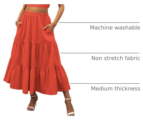 Image of ANRABESS Women's Summer Boho Flowy Swing Tiered A-Line Maxi Skirt 2026 Fashion Trendy Elastic Waist Pleated Long Beach Dress